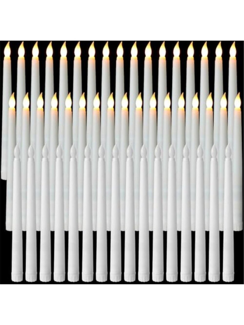 50 Pcs 9.7 Inch White LED Flameless Taper Candles Bulk